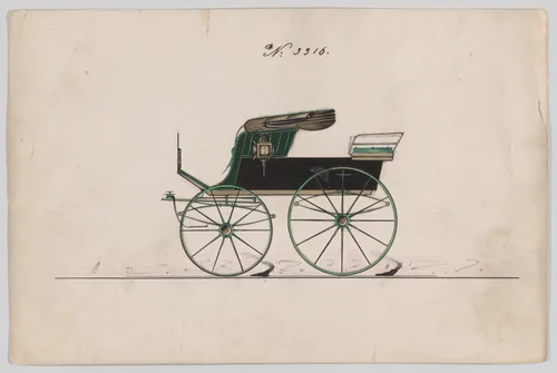 Design for Stanhope Phaeton, no. 3316 by Brewster & Co., drawing, 1877