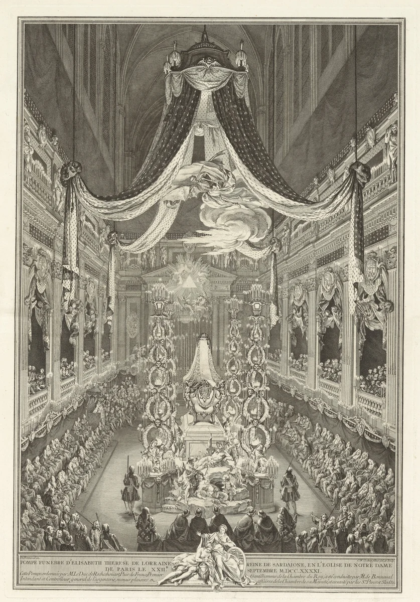 Pompe funèbre d'Élisabeth Therèse de Lorraine by Charles Nicolas Cochin II, print, 1741