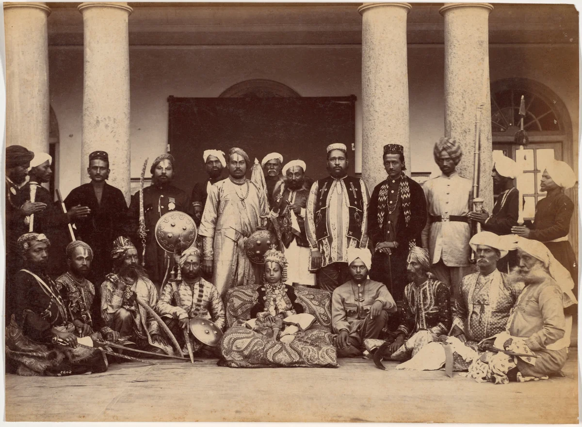 Maharaja of Rewa and Sardars by Raja Deen Dayal, photograph, 1886