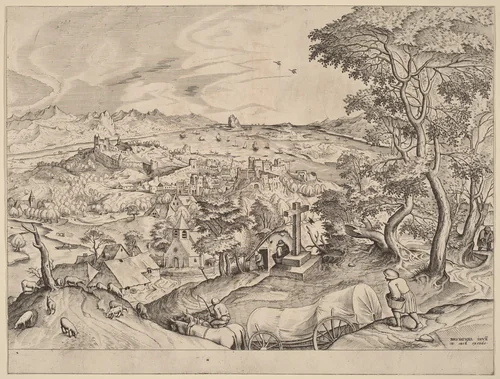 Plaustrum Belgicum (The Belgian Wagon) by Lucas van Doetechum
Johannes van Doetechum
Pieter Bruegel
Hieronymus Cock, print, 1555-1557