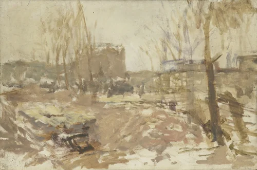 Bouwterrein aan de De Clercqstraat by George Hendrik Breitner, painting, 1880-1923