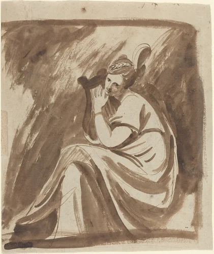 Lady Hamilton Playing a Lyre by George Romney, drawing, 1785