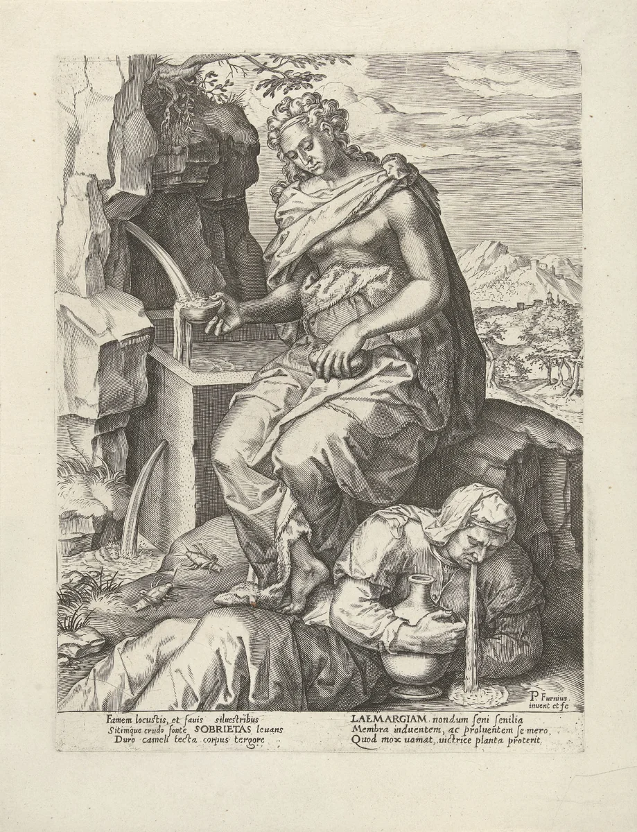 Gematigdheid overwint Gulzigheid by Unknown, print, 1550-1625