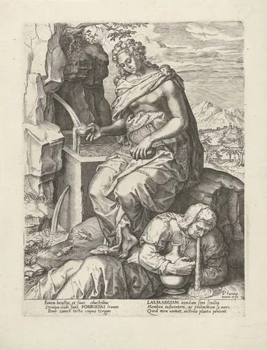 Gematigdheid overwint Gulzigheid by Unknown, print, 1550-1625