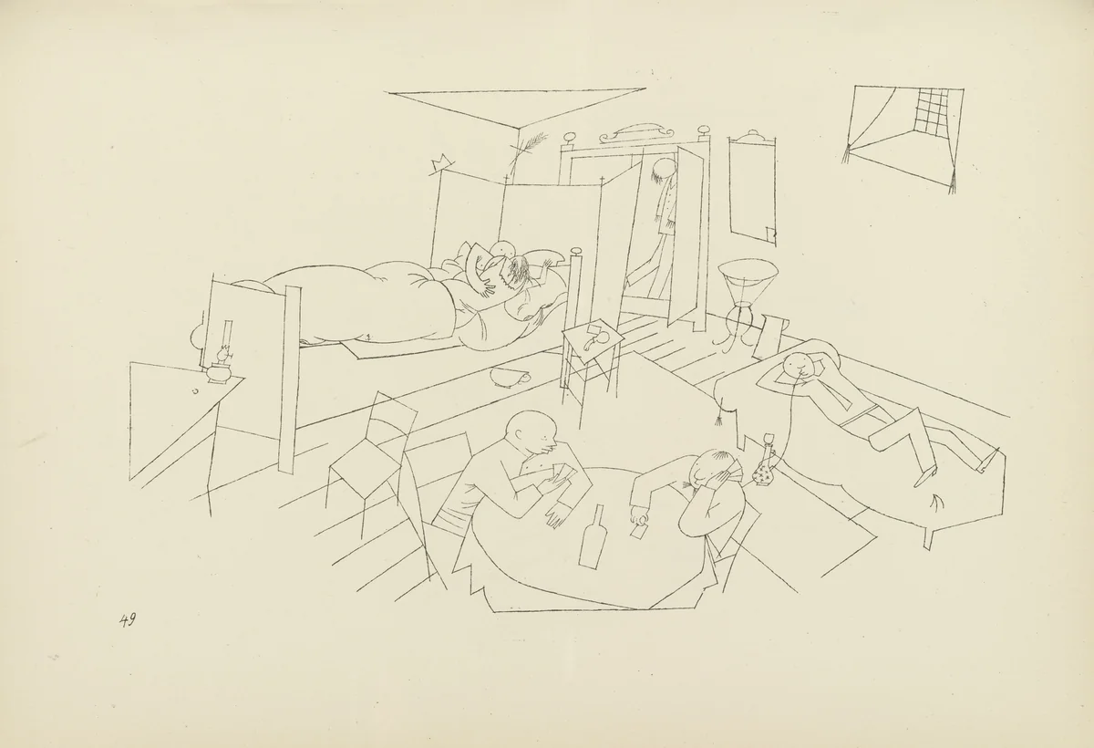 Quergebäude vier Treppen (plate, folio 61) from Ecce Homo by George Grosz, illustrated book, 1922