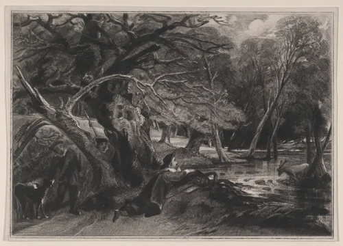 Jacques and the Wounded Stag (Shakespeare, As You Like It, Act 2, Scene 1) by David Lucas, print, 1830