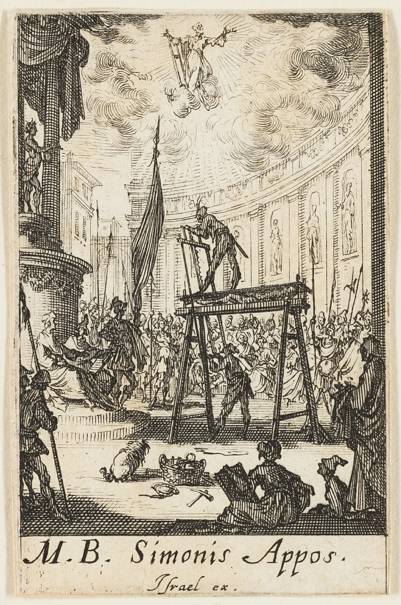 Martyrdom of Saint Simon, plate ten from The Martyrdoms of the Apostles by Jacques Callot, print, 1612-1635