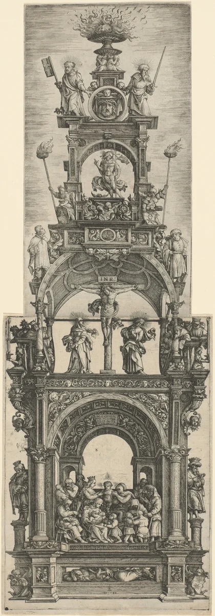 Triumphal Altar with Stages in the Life of Christ by Daniel Hopfer, print, 1518