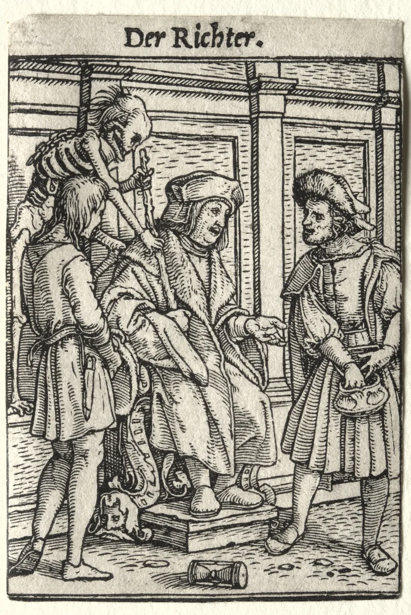 Dance of Death: The Judge by Hans Holbein the Younger, print, 1521-1531