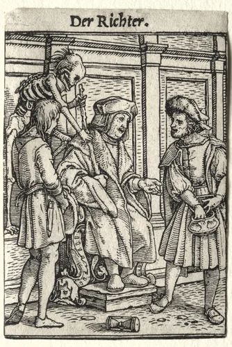Dance of Death: The Judge by Hans Holbein the Younger, print, 1521-1531