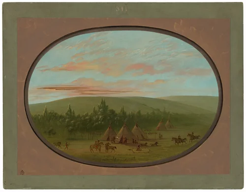 A Sioux Village by George Catlin, painting, 1861-1869