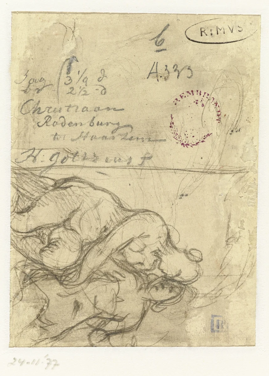 Twee zittende naakte vrouwen by Hendrick Goltzius, drawing, 1593-1599