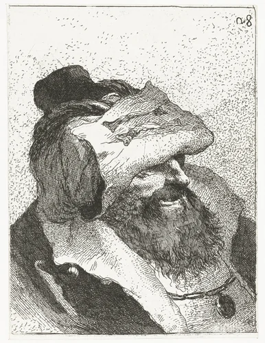 Man met hoed met omgeslagen rand by Giovanni Domenico Tiepolo, print, 1756-1757