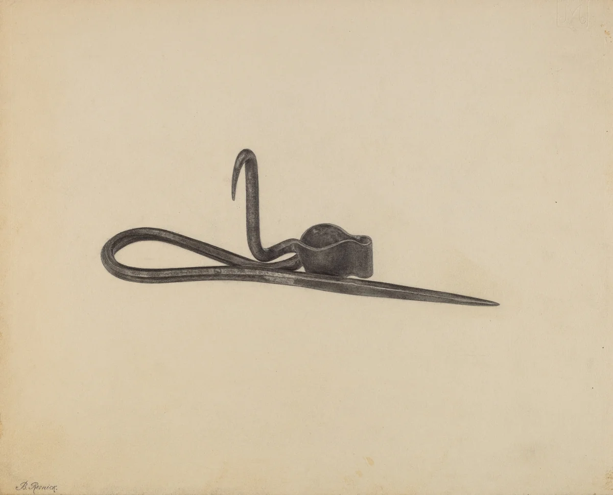 Miner's Candle Holder by Benjamin Resnick, index of american design, 1938