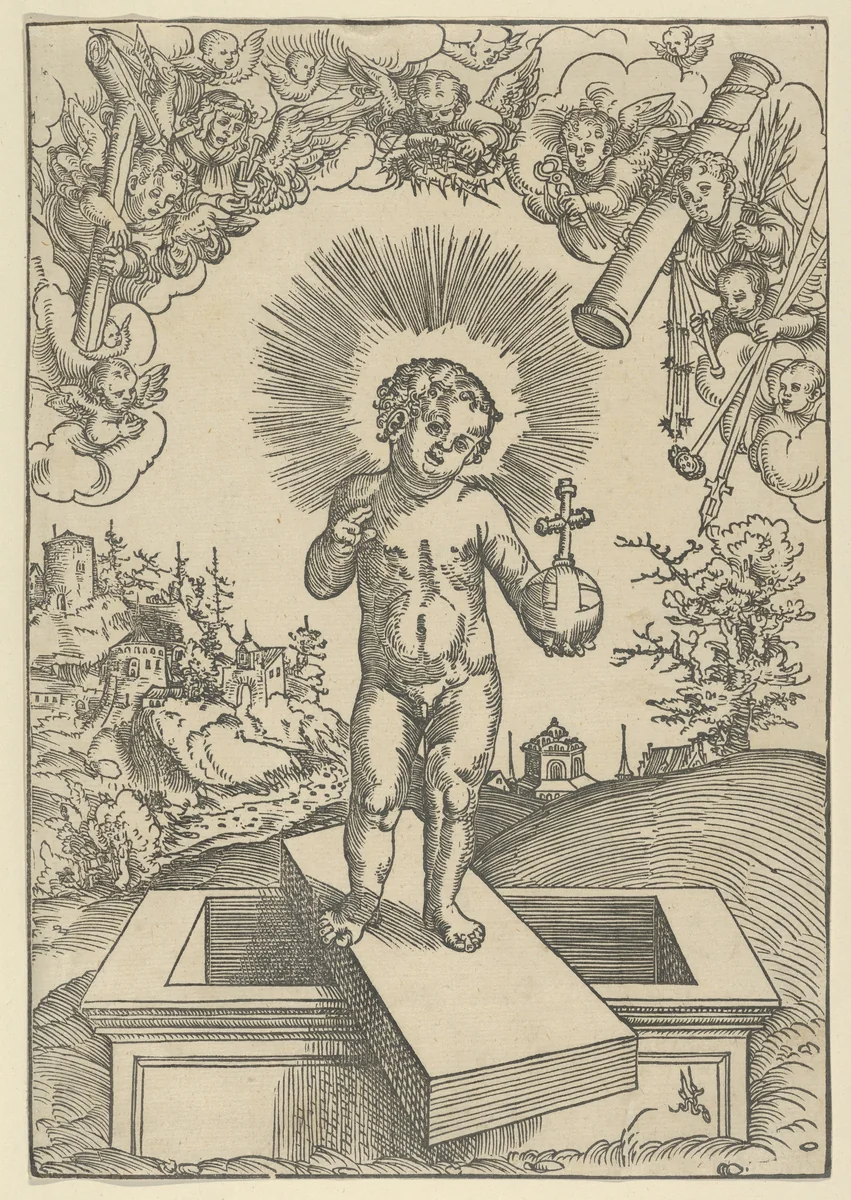 The Infant Christ as Redeemer by Lucas Cranach, print, 1472-1553