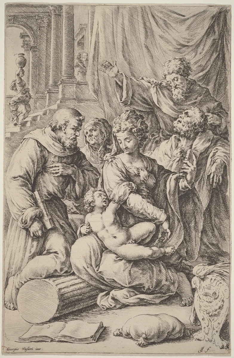 Holy Family with Saints by Jan de Bisschop
Giorgio Vasari, print, 1671