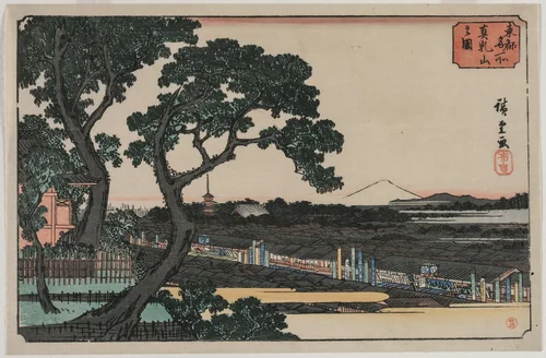 Picture of Matsuchiyama, from the series Famous Places in the Eastern Capital by Utagawa Hiroshige (歌川広重), print, 1835-1845