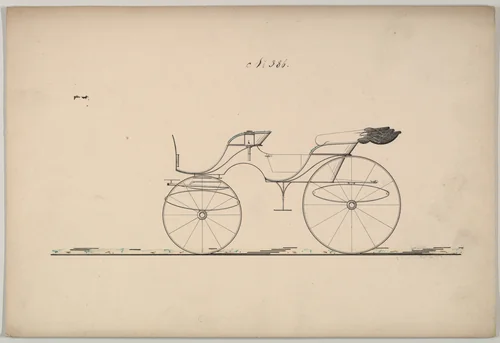 Design for Two Seat Phaeton, no. 386 by Brewster & Co., drawing, 1850-1874