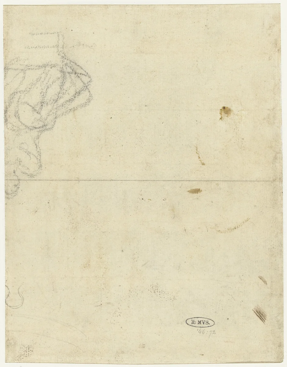 Schets voor een zittende figuur, op een piedestal by Alessandro Algardi, drawing, 1605-1654