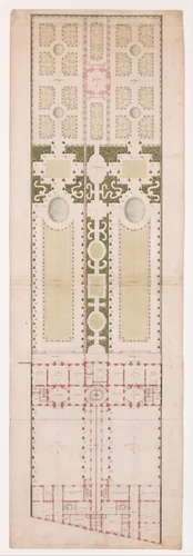 Ground Plan for the Hotel de la Rochefoucauld Doudeauville and its Garden, Paris by Jean Jacques Huvé, drawing, 1755-1808