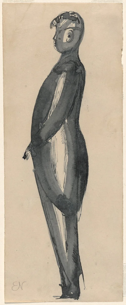 Standing Man, profile by Elie Nadelman, drawing, 1917