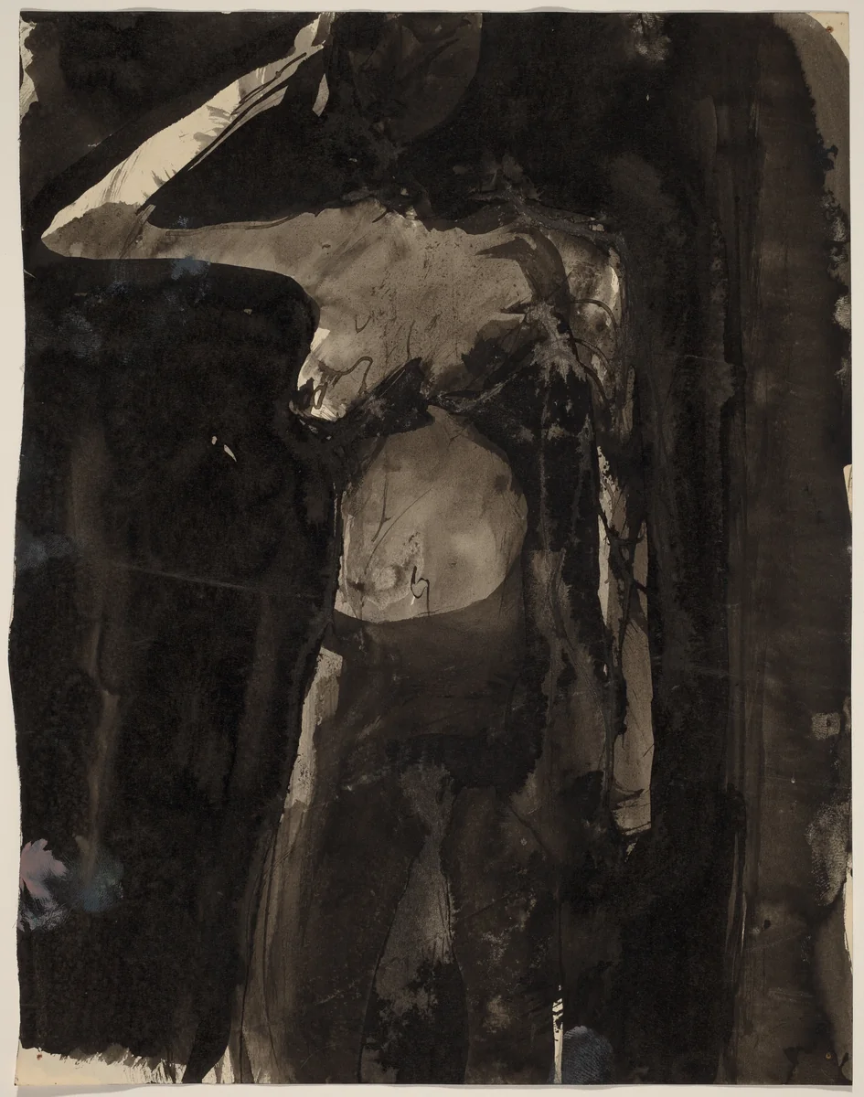Untitled [female nude in a dark setting] [recto] by Richard Diebenkorn, drawing, 1955-1967