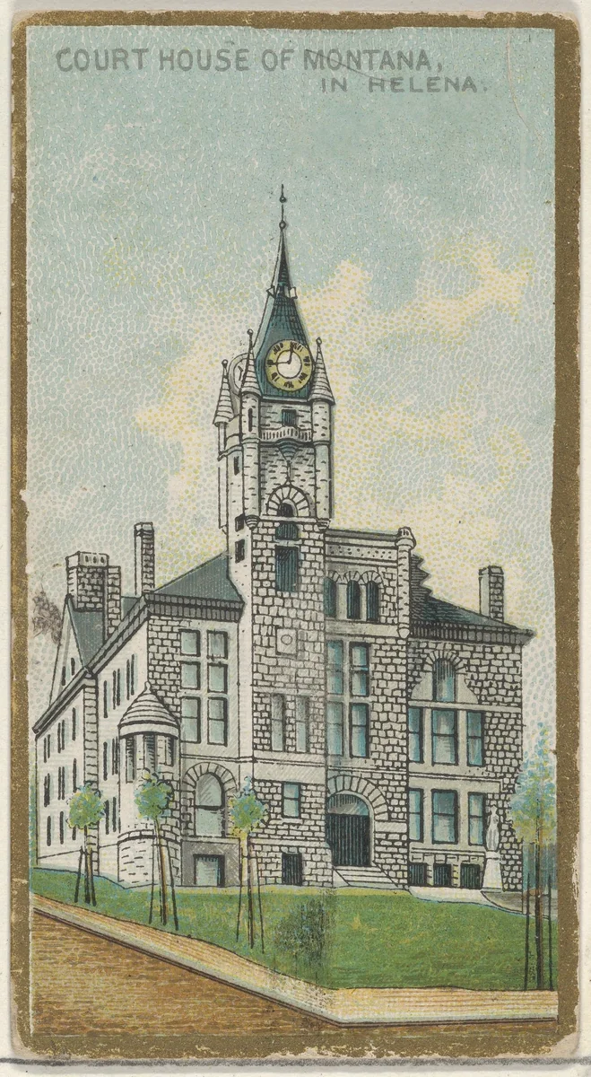 Court House of Montana in Helena, from the General Government and State Capitol Buildings series (N14) for Allen & Ginter Cigarettes Brands by Allen & Ginter, print, 1889