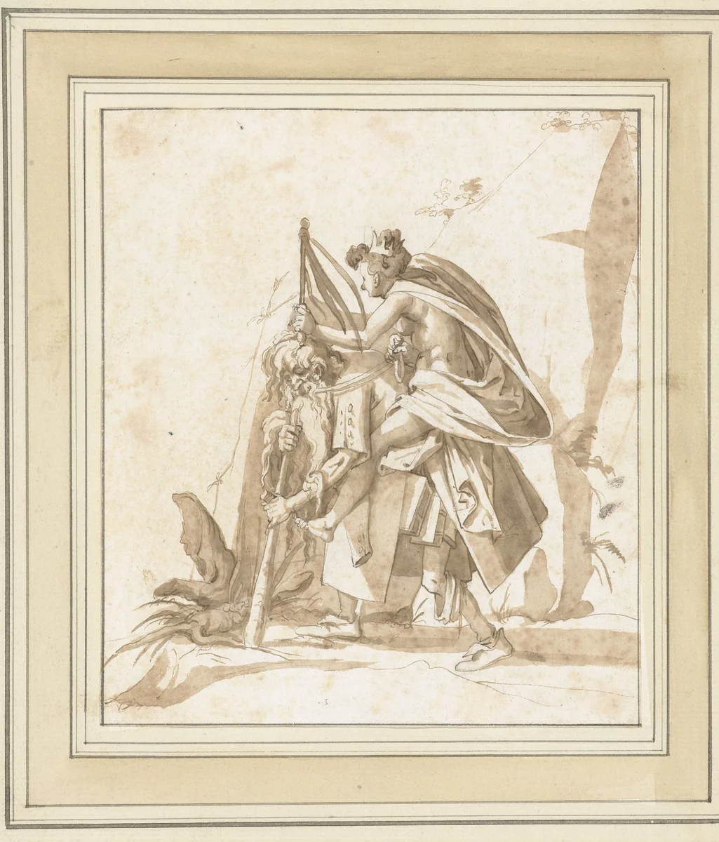 Aristoteles en Phyllis by Arent van Bolten, drawing, 1583-1625