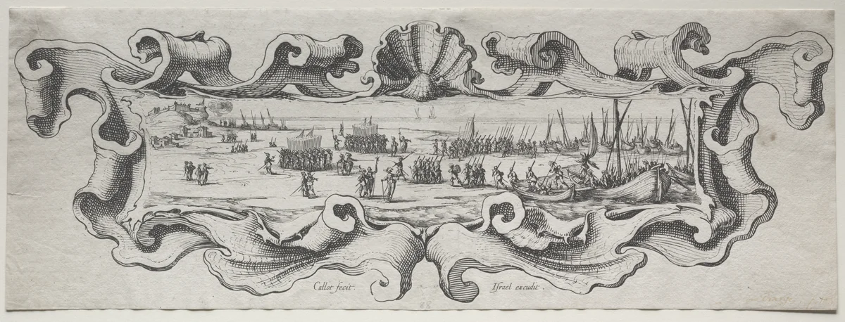 Le Débarquement des Troupes by Jacques Callot, print, 1623-1633