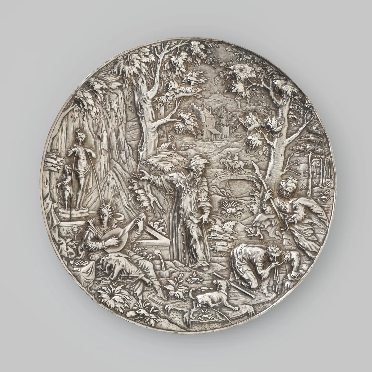 Plaquette of schaalbodem met allegorische waarschuwing tegen venerische ziekten by anonymous, other, 1595