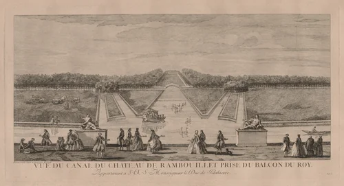 The Chateau from the Canal at Rambouillet by Jacques Rigaud, print, 1700-1754