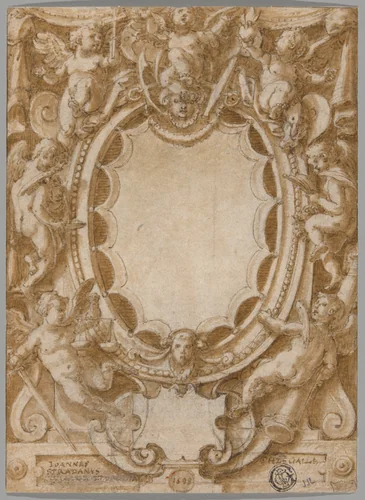 Design for Frontispiece to the Seven Virtues by Joannes Stradanus, drawing, 1598