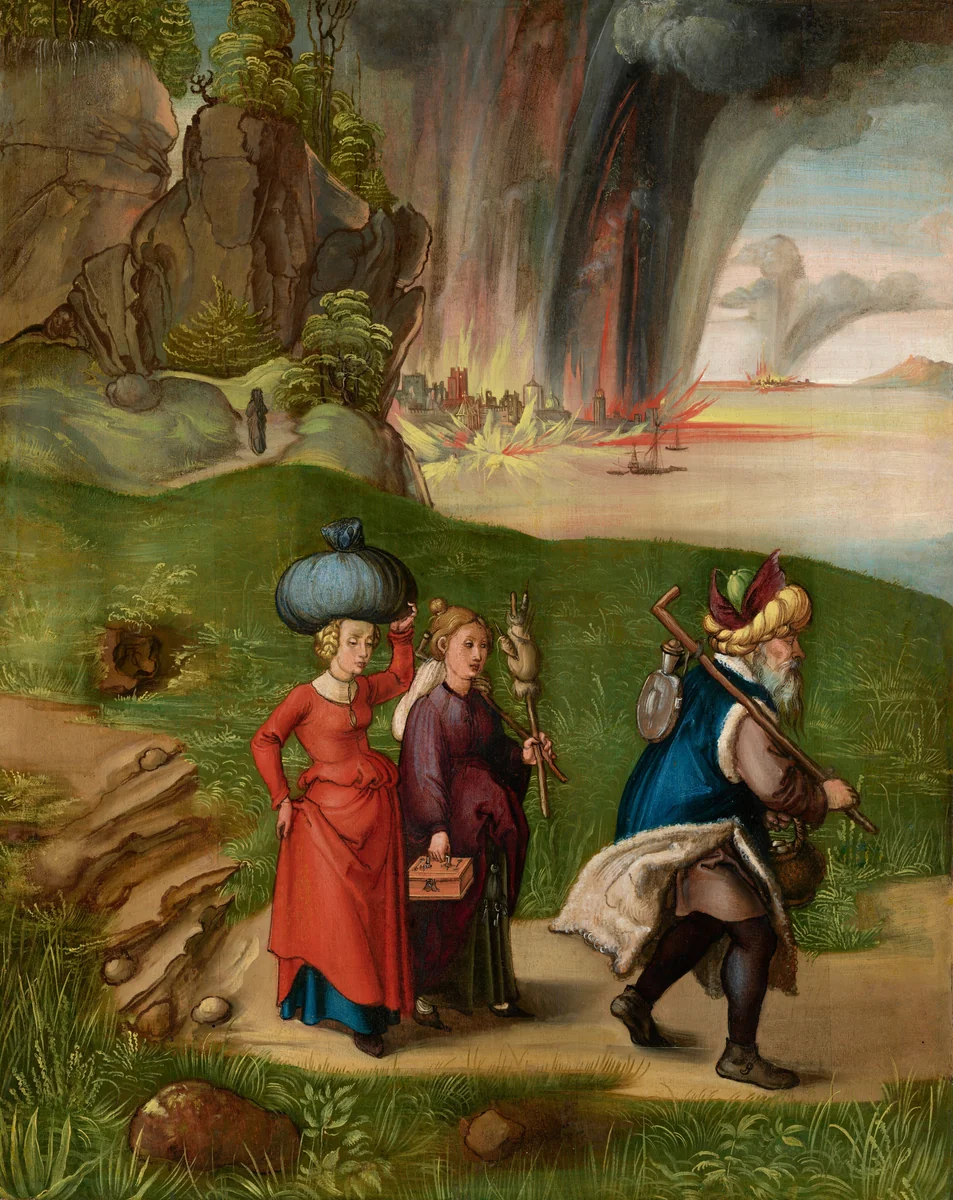 Lot and His Daughters [reverse] by Albrecht Dürer, painting, 1496-1499