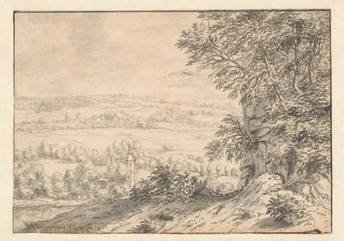 View near Maastricht by Valentijn Klotz, drawing, 1712-1713