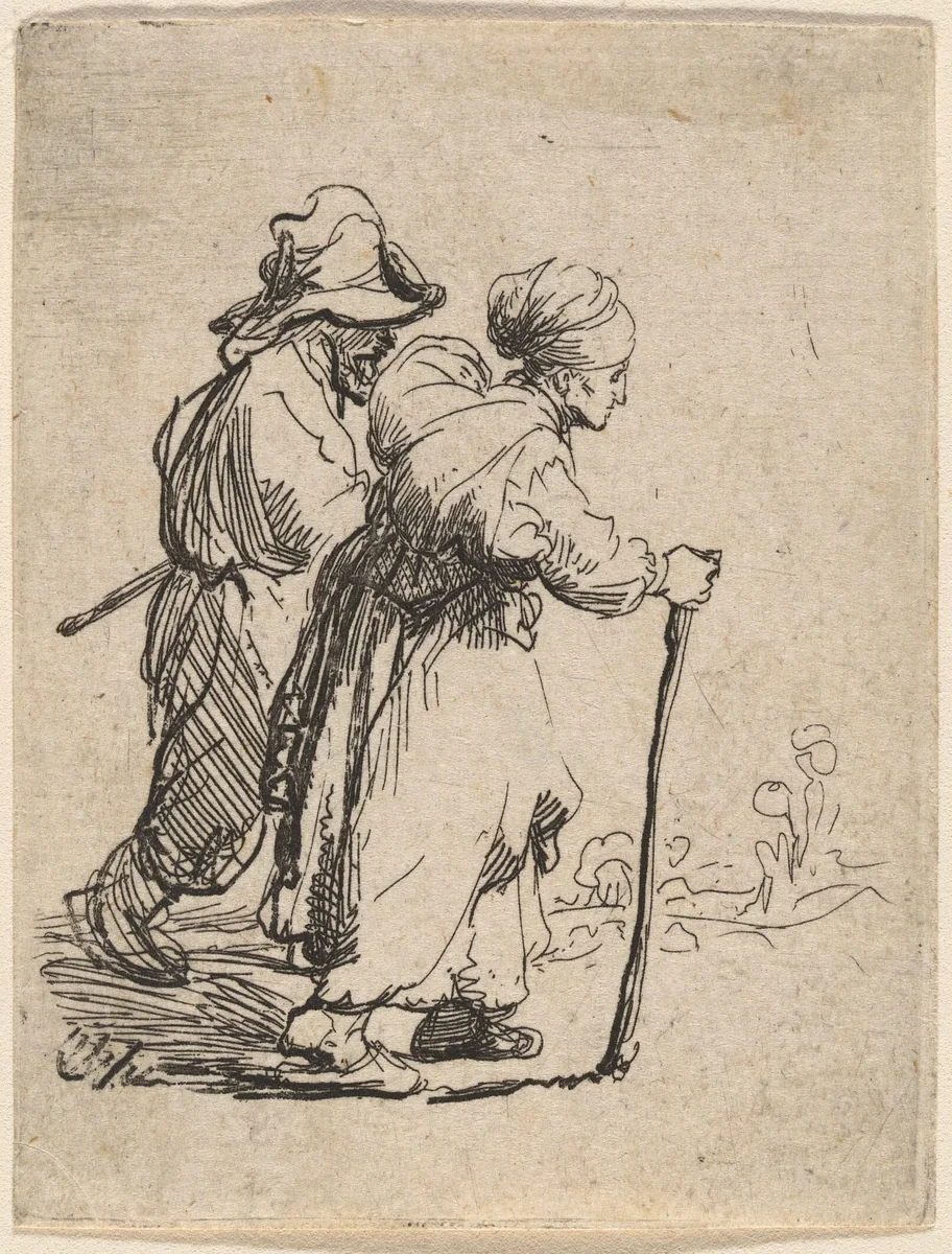 A Peasant Family Walking by Rembrandt van Rijn, print, 1606-1669
