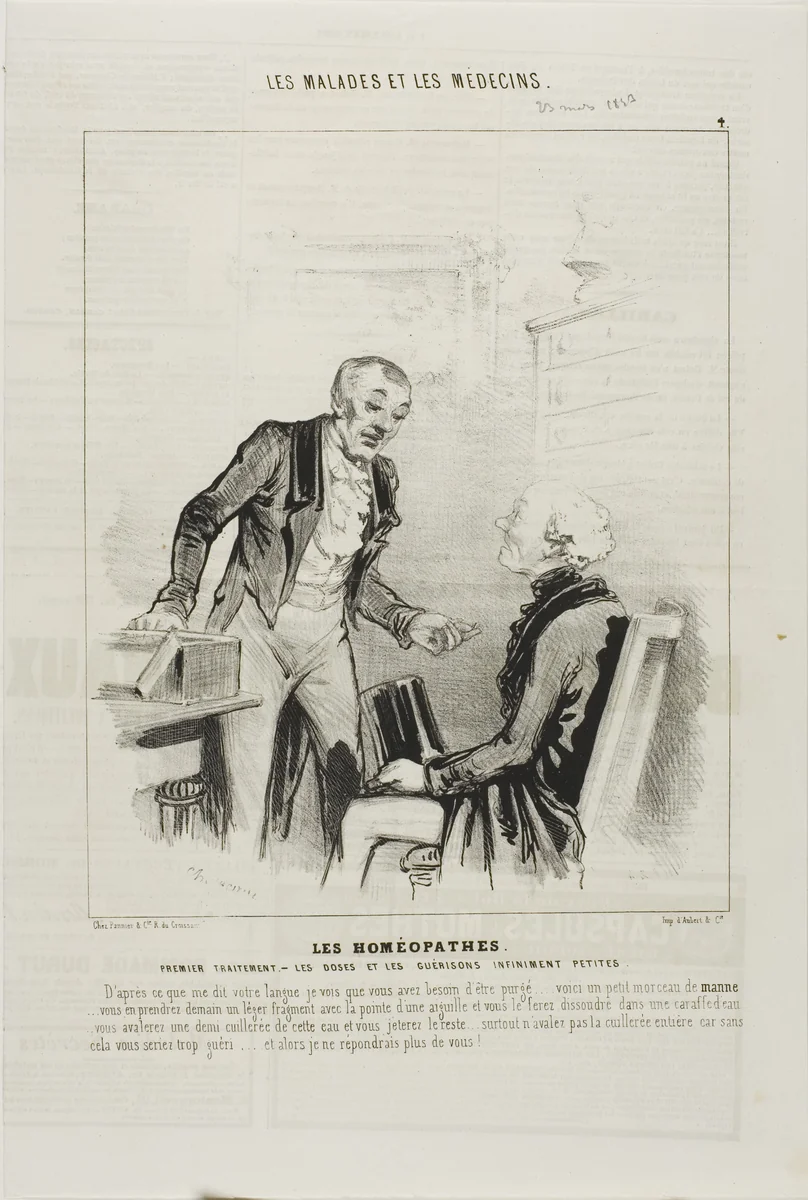 The Homeopaths: First Treatment (plate 4) by Charles-Émile Jacque, print, 1843