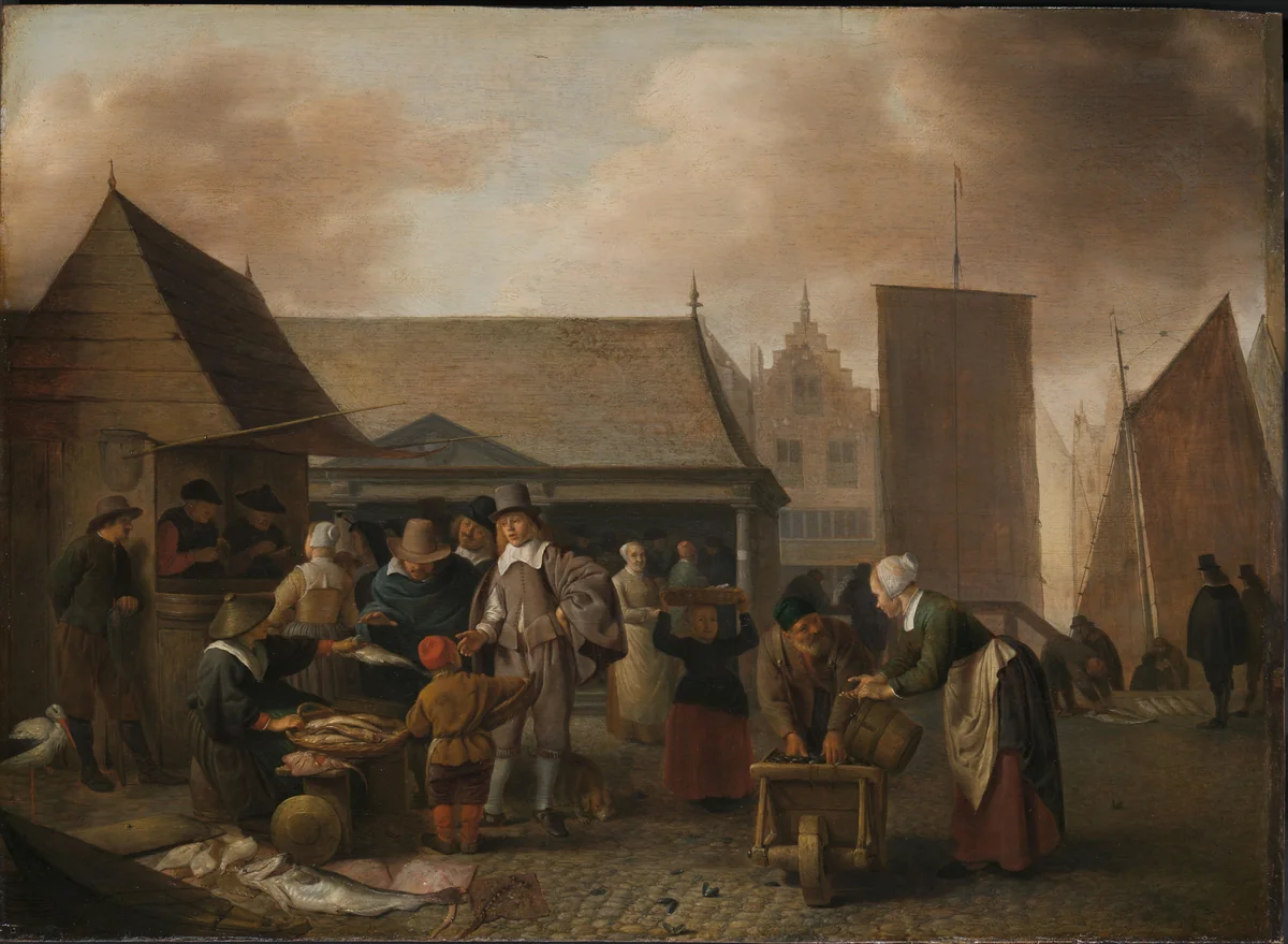 Fish Market by Hendrick Martensz Sorgh, painting, 1650-1670