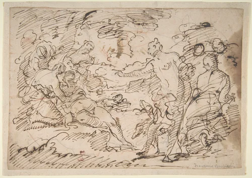 The Pregnancy of Callisto Discovered by Diana by Antonio Molinari, drawing, 1612-1666