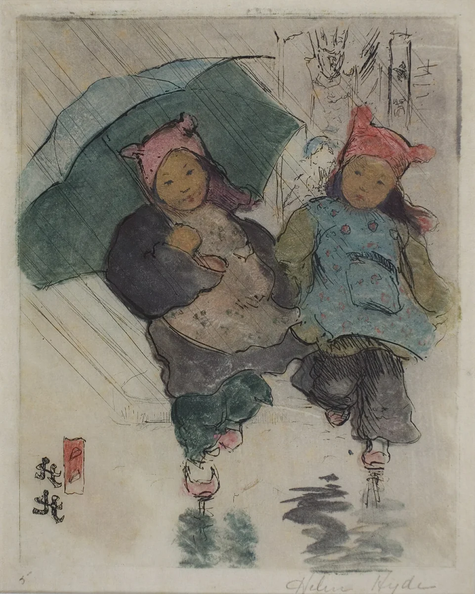 In the Rain by Helen Hyde, print, 1898