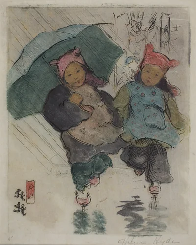 In the Rain by Helen Hyde, print, 1898