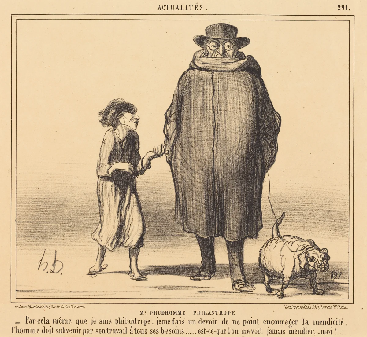 M. Prudhomme Philantrope by Honoré Daumier, print, 1856