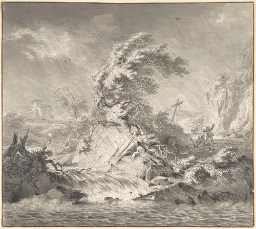 Stormy Landscape by Hendrik Meijer, drawing, 1776