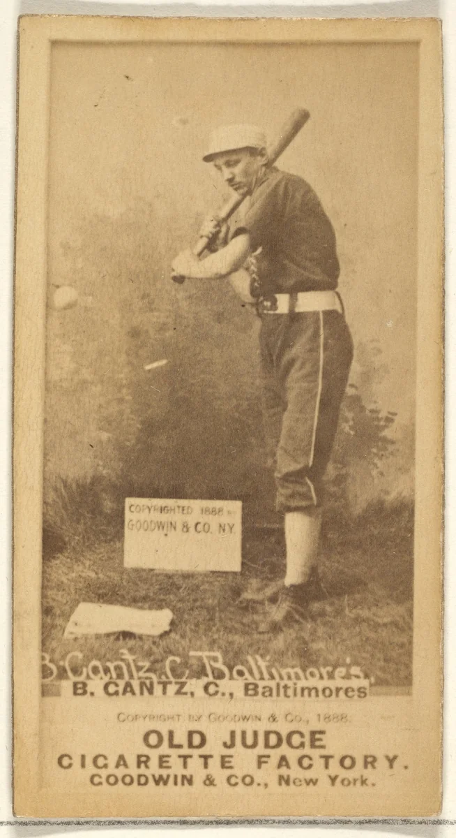 Gantz, Catcher, Baltimore Orioles, from the Old Judge series (N172) for Old Judge Cigarettes by Goodwin & Company, photograph, 1888