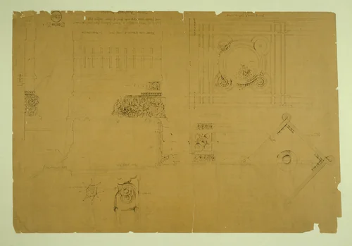 Auditorium Building, Chicago, Illinois, Plaster Details for Balcony by Adler and Sullivan, drawing, 1886-1889