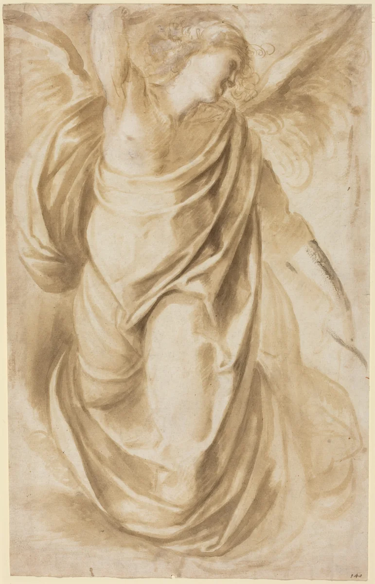 An Angel by Daniele Crespi, drawing, 1615-1625