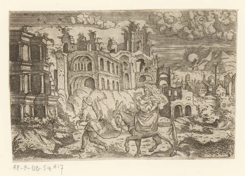 Vlucht naar Egypte by Unknown, print, 1524-1562
