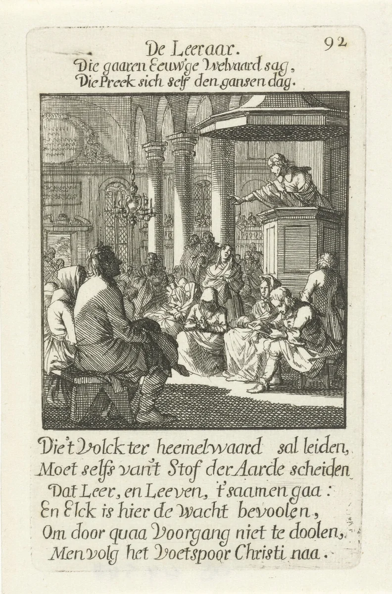 Predikant by Jan Luyken, print, 1694