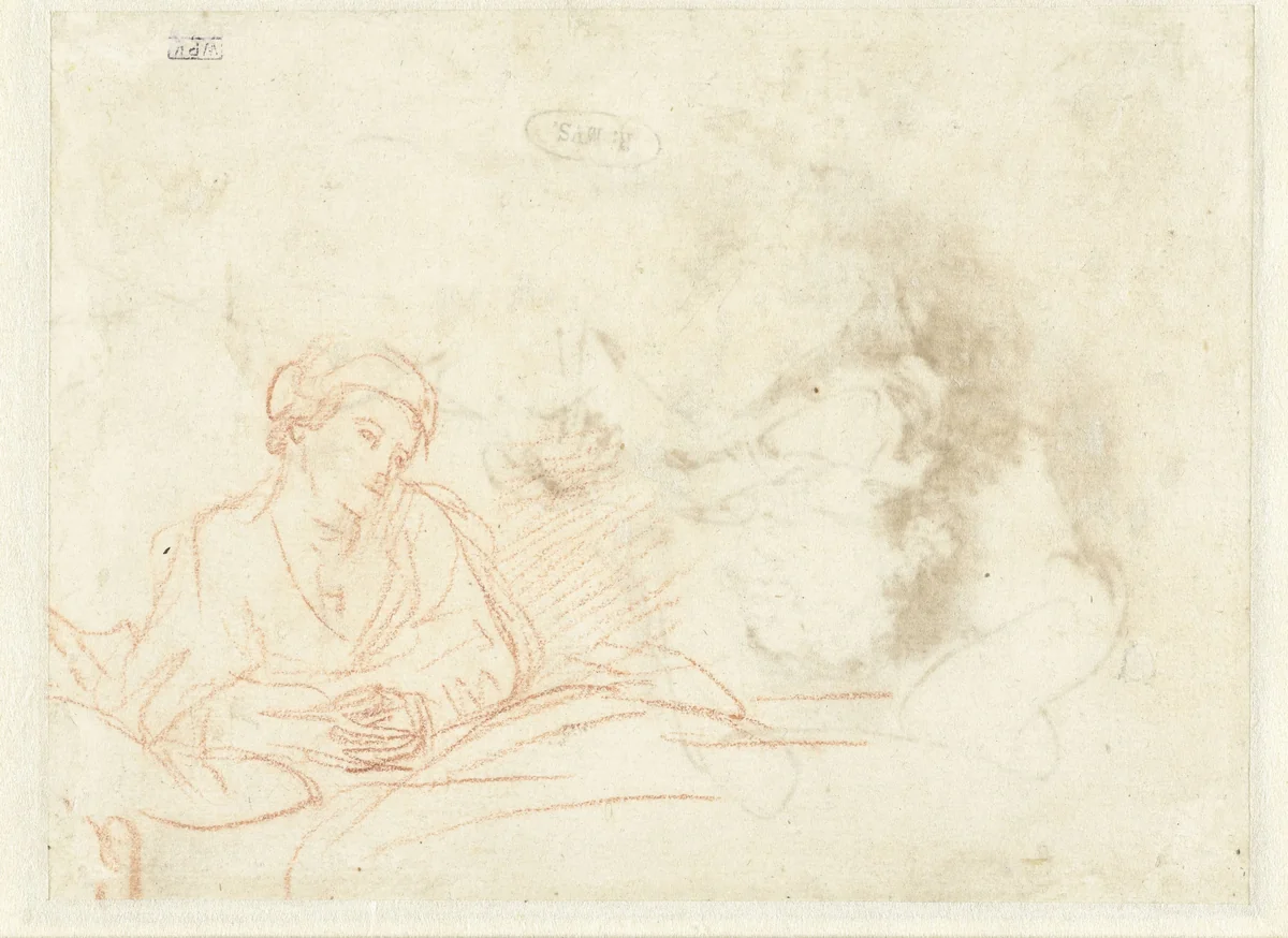 Saskia in Bed by Rembrandt van Rijn, drawing, 1635