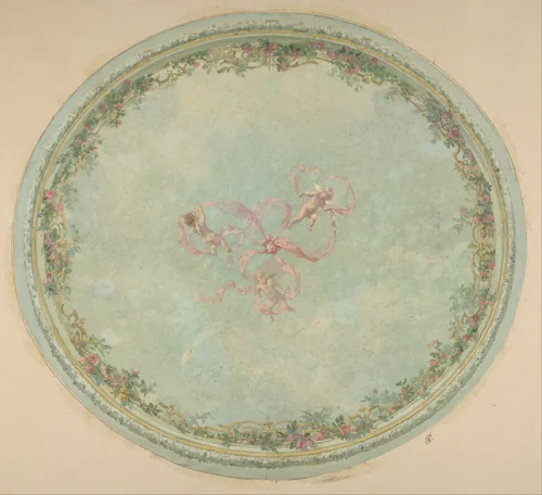 Ceiling Design for the Pless Chateau, Silesia by Jules-Edmond-Charles Lachaise, drawing, 1850-1900