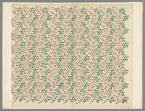 Blad met banenpatroon van slingerende ranken by anonymous, print, 1750-1900